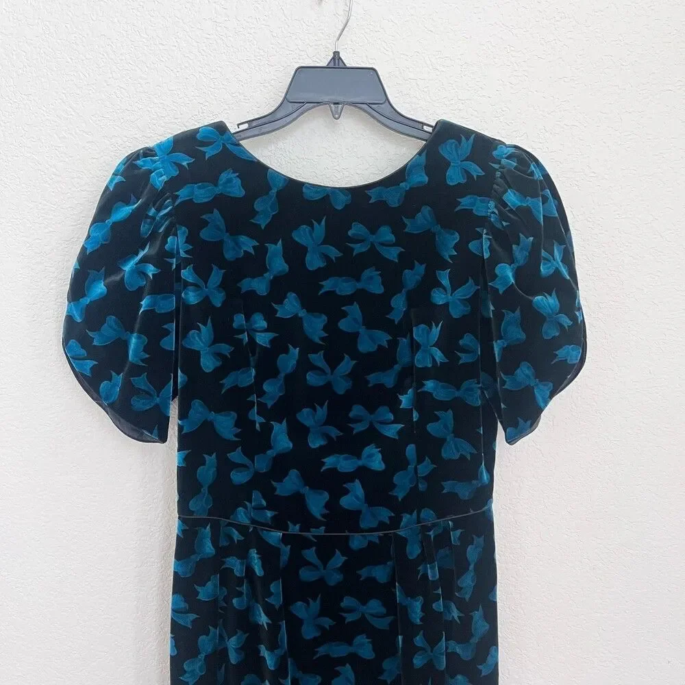 Vintage Lanz Originals Bows Velvet Dress Sz 12